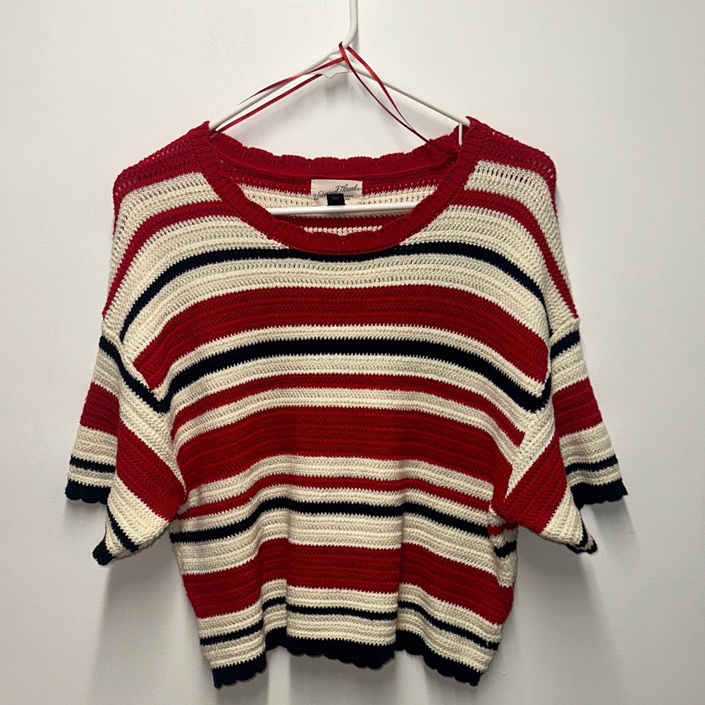 Universal Thread Red and Cream Striped Sweater
